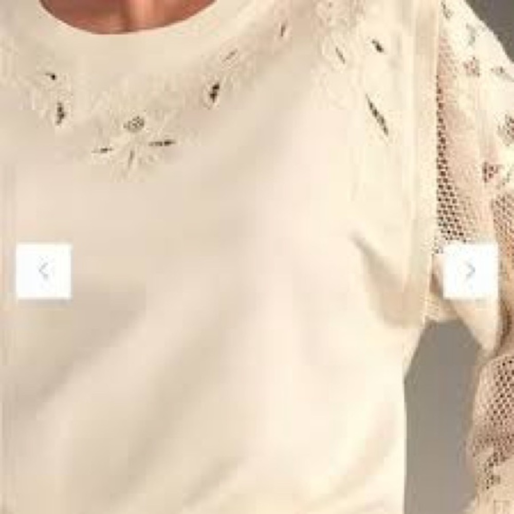 Anthropologie Cream Floral Embroidered Blouse